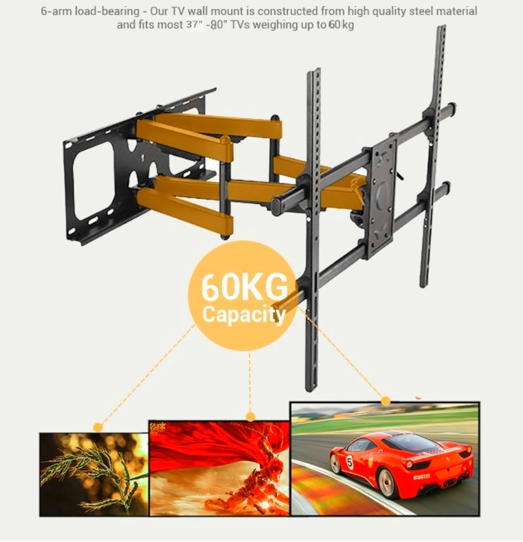 Full Motion(Tilt, Swivel & Rotate) TV Wall Mount for 37" to 80" TVs