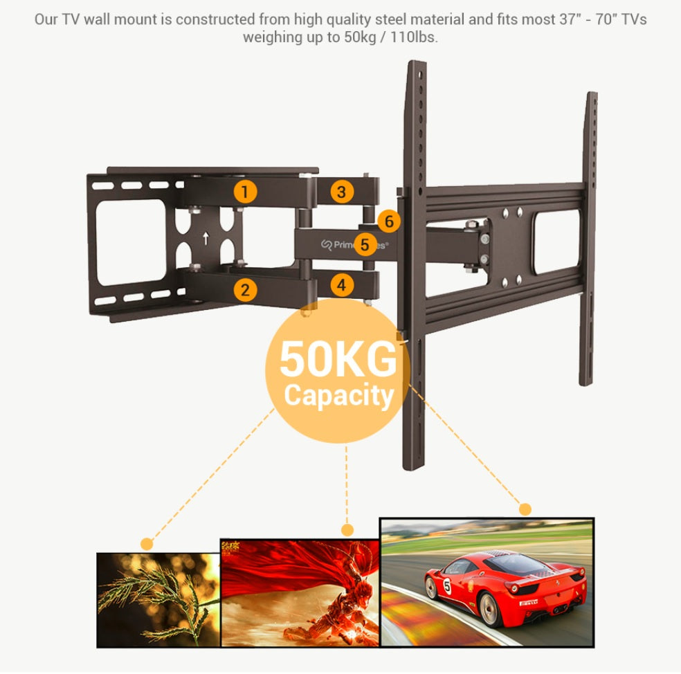 Full Motion(Tilt, Swivel & Rotate) TV Wall Mount for 37" to 70" TVs