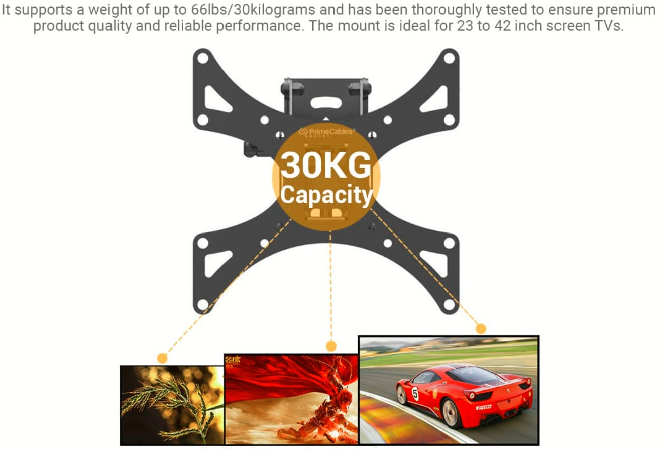 Full Motion(Tilt, Swivel & Rotate) Wall Mount for 23"-42" TVs