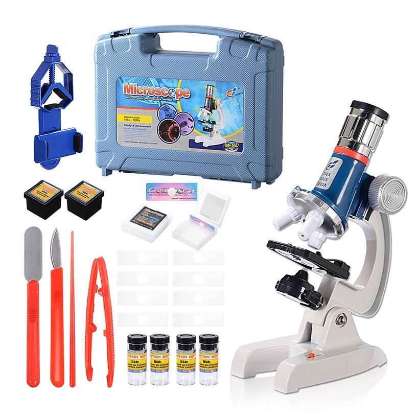 Portable Microscope Science Kit For Kids, Microscope 100x-1200x, LED Illumination