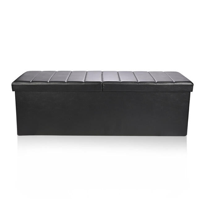 Folding Storage Ottoman Faux Leather, 43"