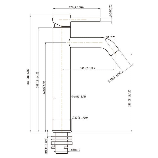 Nysha Single Handle Tall Body Bathroom Basin Faucet, Model M10