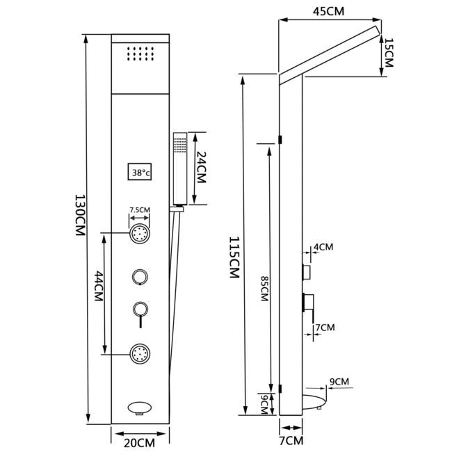 Multi-Function Shower Panel with LED Lights, Temperature Display