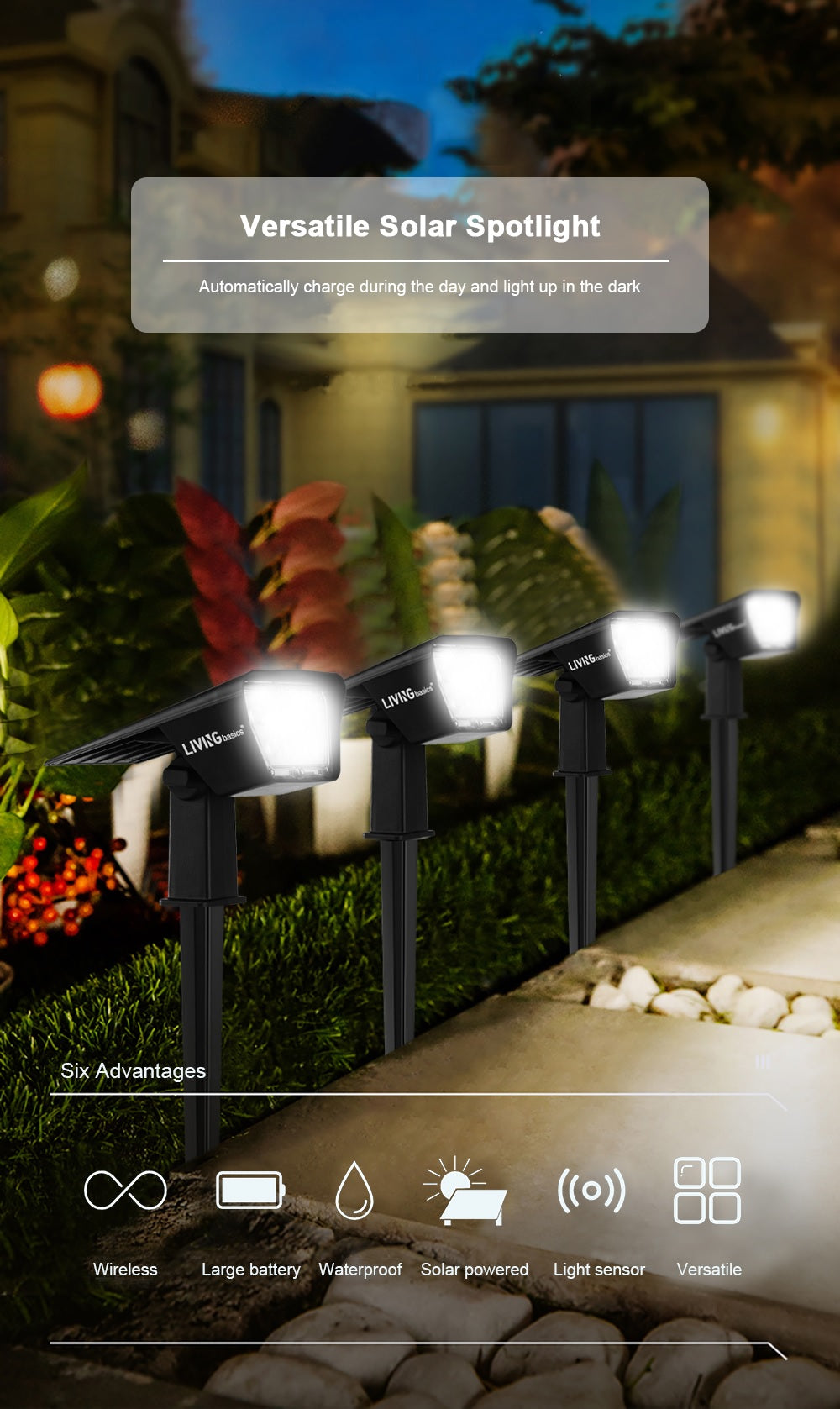 High Standard Waterproof IP65 Solar Landscape Light With 2 Modes