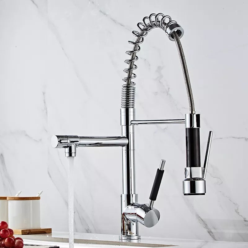 Nysha Stainless Steel Pull-Down Kitchen Faucet with Extra Tap, Model M4