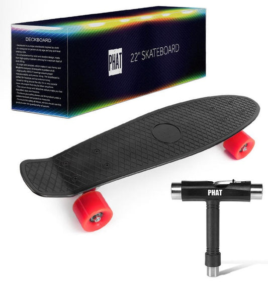 Retro 22'' Cruiser Skateboard Complete Deck Mini Plastic Skate Board