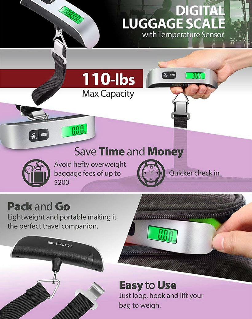 Digital Luggage Scale, 110 lbs/50kg Portable Travel Electronic Scale