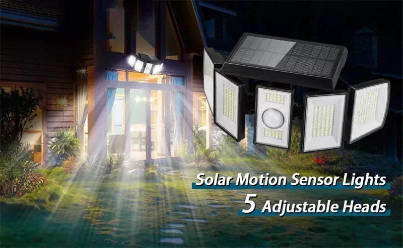 5 Head Waterproof Motion Sensor Solar Security Light with Remote