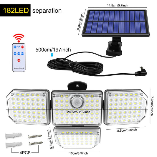 4 Head Solar Light with Split Solar Panel & Remote