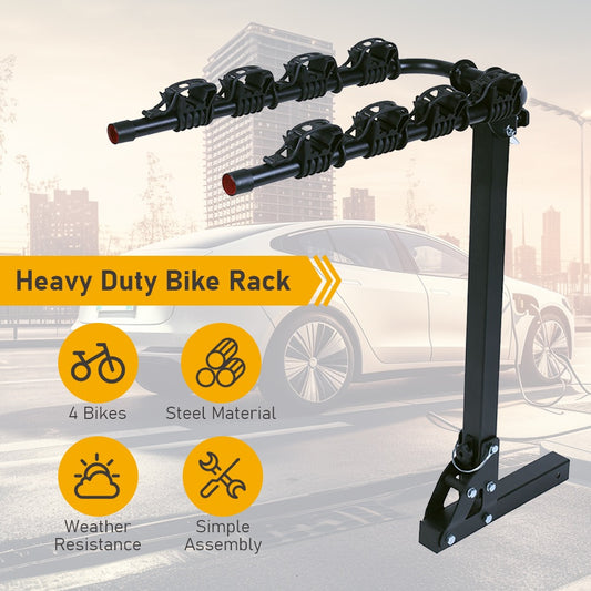 4-Bike Hitch Mount Bike Rack For Car, SUV, Truck, And Minivan, 2'' Hitch Receiver