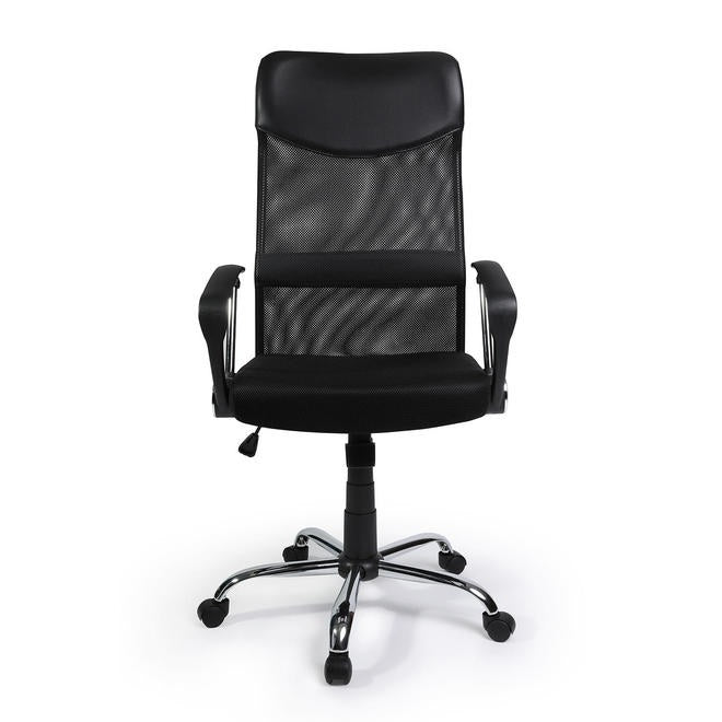 Adjustable Mesh Office Chair With Arms, High Back, Fabric Seat