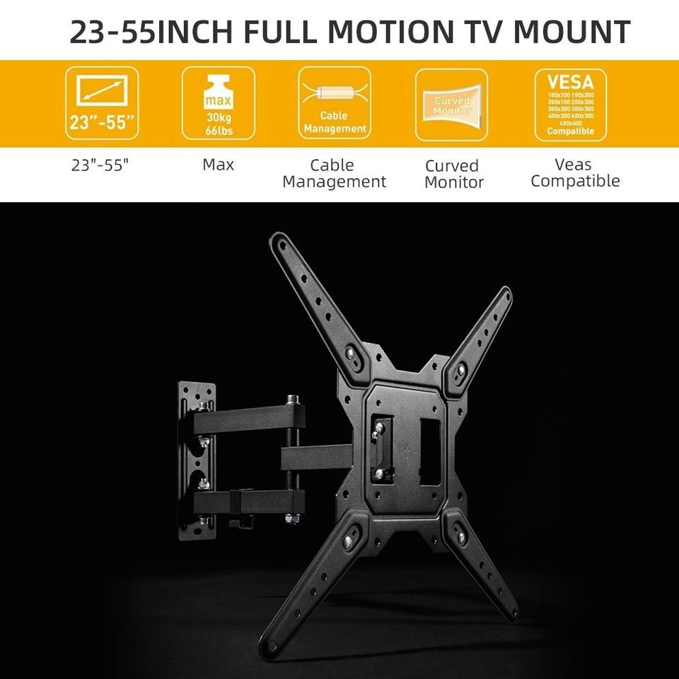 Full Motion(Tilt, Swivel & Rotate) TV Wall Mount for 23" to 55" TVs