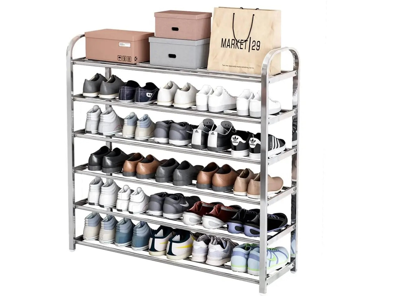 6-Tier Stainless Steel Shoe Rack, Storage Organizer