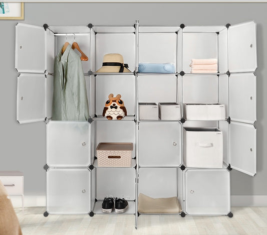 16-Cube Modular Shelving Storage Organizer Cube Unit Interlocking Wardrobe Cabinet