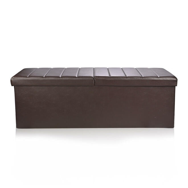 Folding Storage Ottoman Faux Leather, 43"