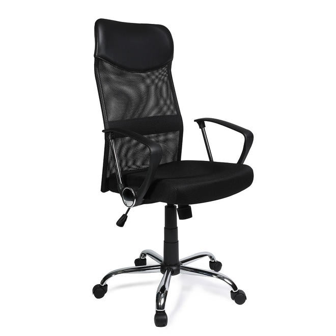 Adjustable Mesh Office Chair With Arms, High Back, Fabric Seat