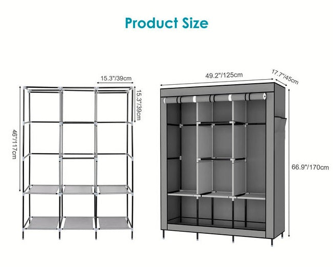 Non-Woven Fabric Closet Wardrobe, 125CM Length