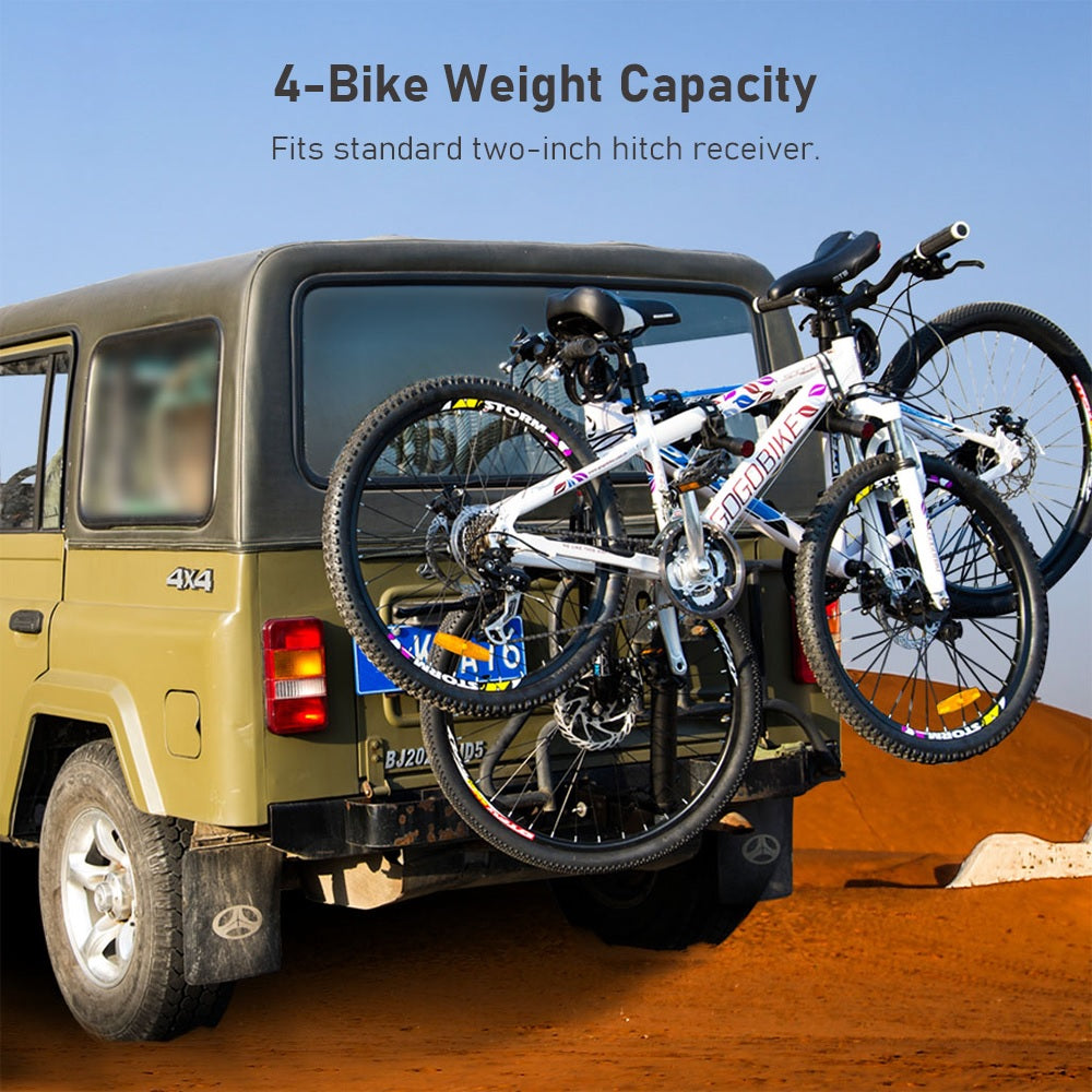 4-Bike Hitch Mount Bike Rack For Car, SUV, Truck, And Minivan, 2'' Hitch Receiver