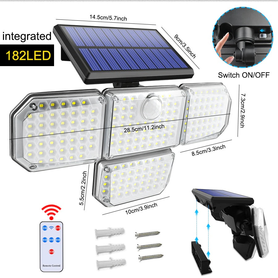 4 Head Solar Light with Split Solar Panel & Remote