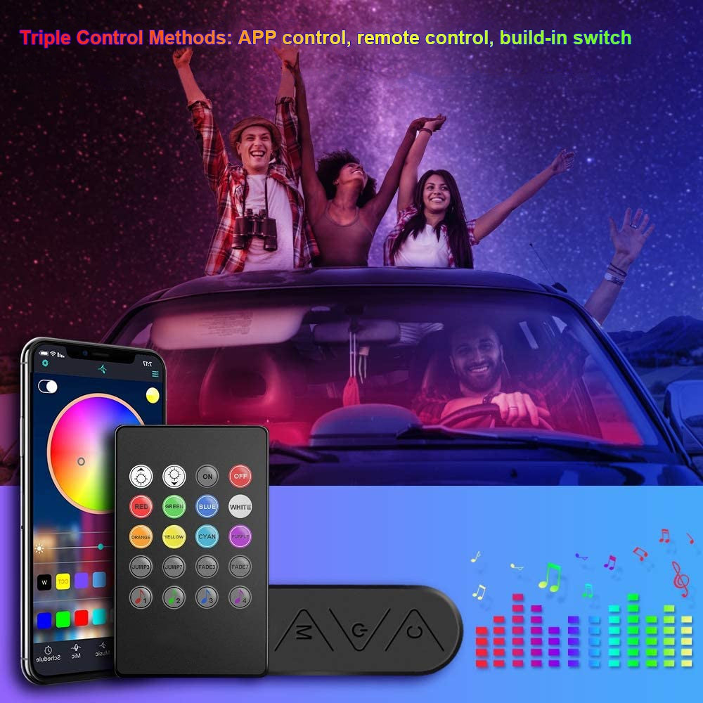 Car Interior RGB Strip Light With Remote Control And APP Control