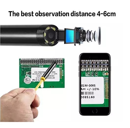 8MM 1200P Endoscope Wired Borescope Inspection Camera 5M Length, Android