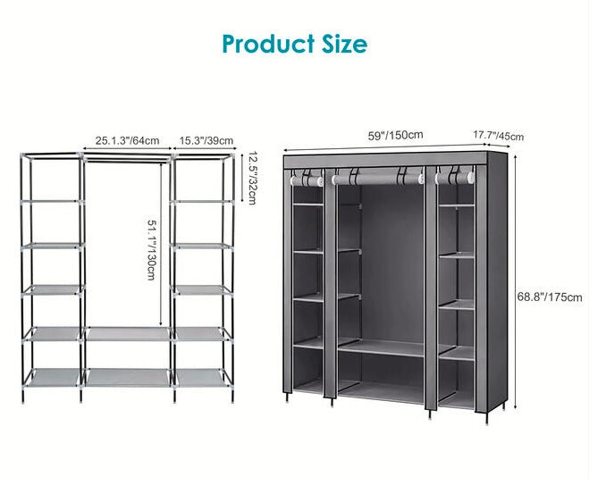 Non-Woven Fabric Closet Wardrobe, 150CM Length