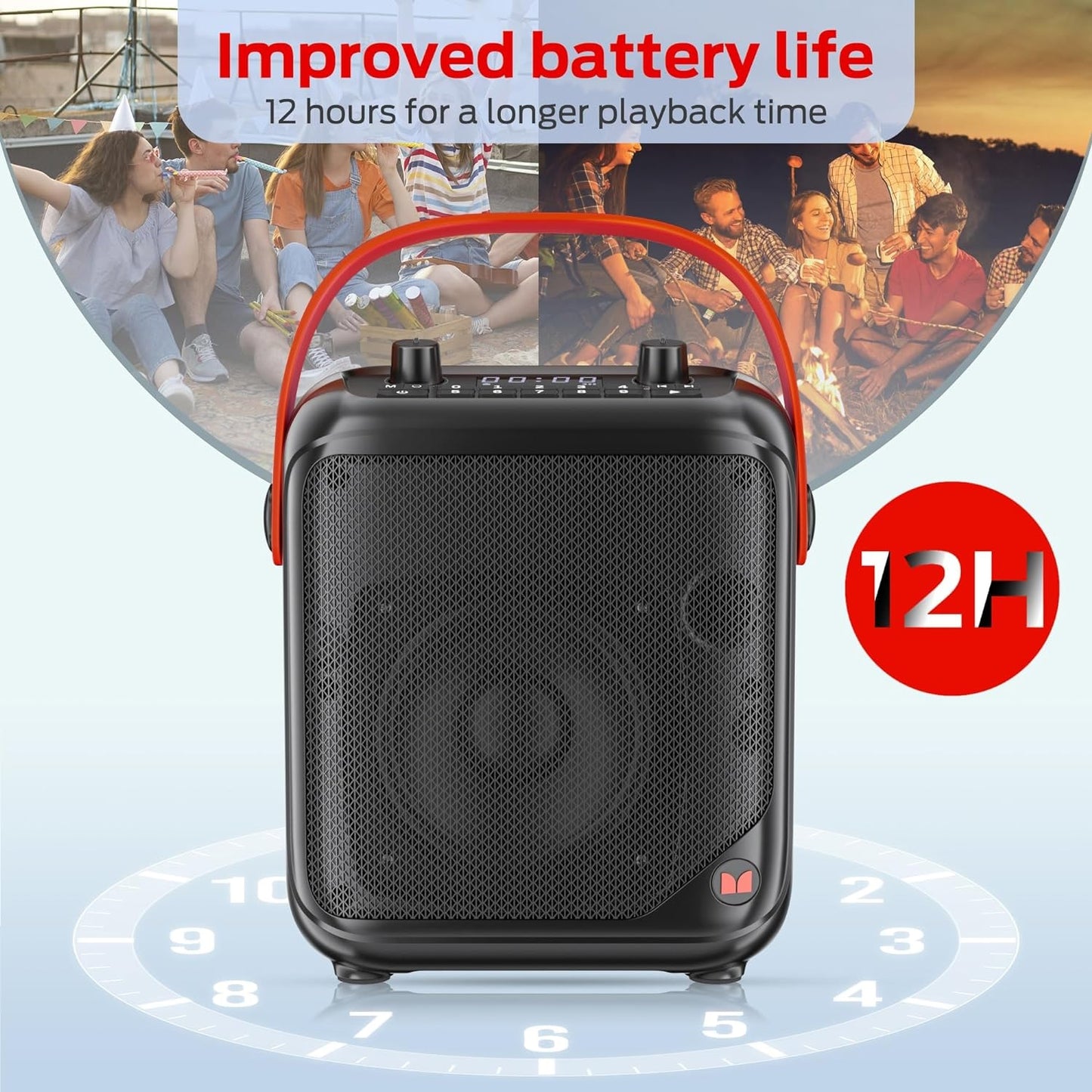 Monster Portable Bluetooth Speaker, Karaoke Machine with Stereo Sound, 12H Playtime