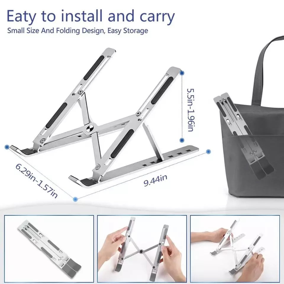 High Quality Aluminum Height Adjustable Non-Slip Portable Folding Laptop Stand