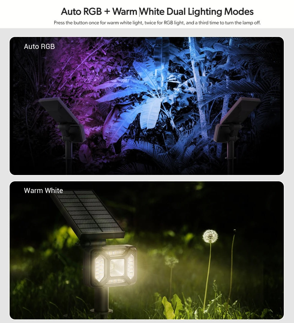 RGB+White Solar Lawn Light Landscape Lamp Waterproof Dual Mode