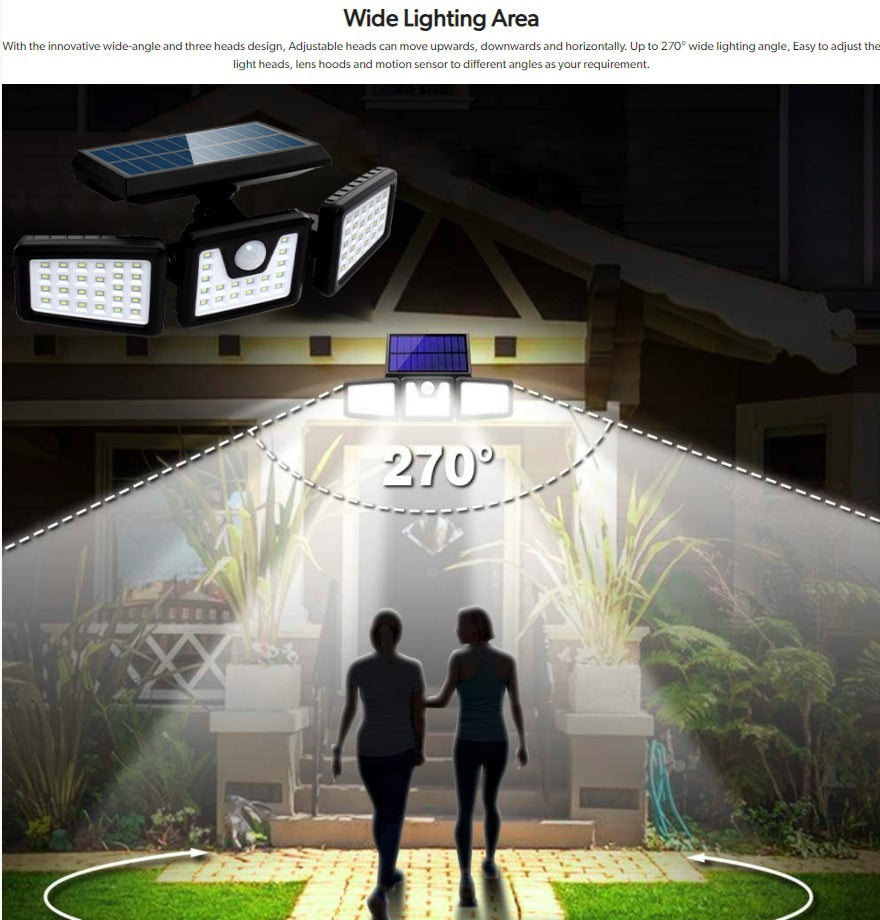 3 Rotatable Head IP65 Motion Sensor Solar Security Lights