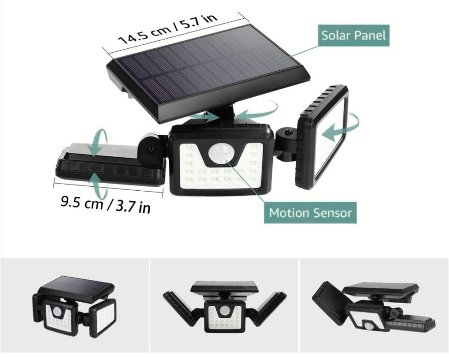 3 Rotatable Head IP65 Motion Sensor Solar Security Lights