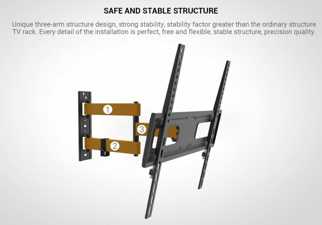 Full Motion(Tilt, Swivel & Rotate) TV Wall Mount Single Stud for 26"-55" TVs