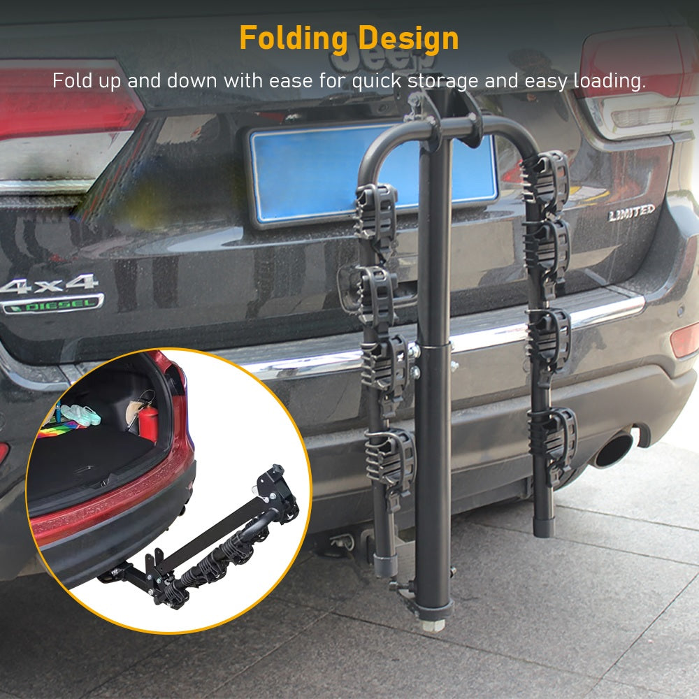 4-Bike Hitch Mount Bike Rack For Car, SUV, Truck, And Minivan, 2'' Hitch Receiver