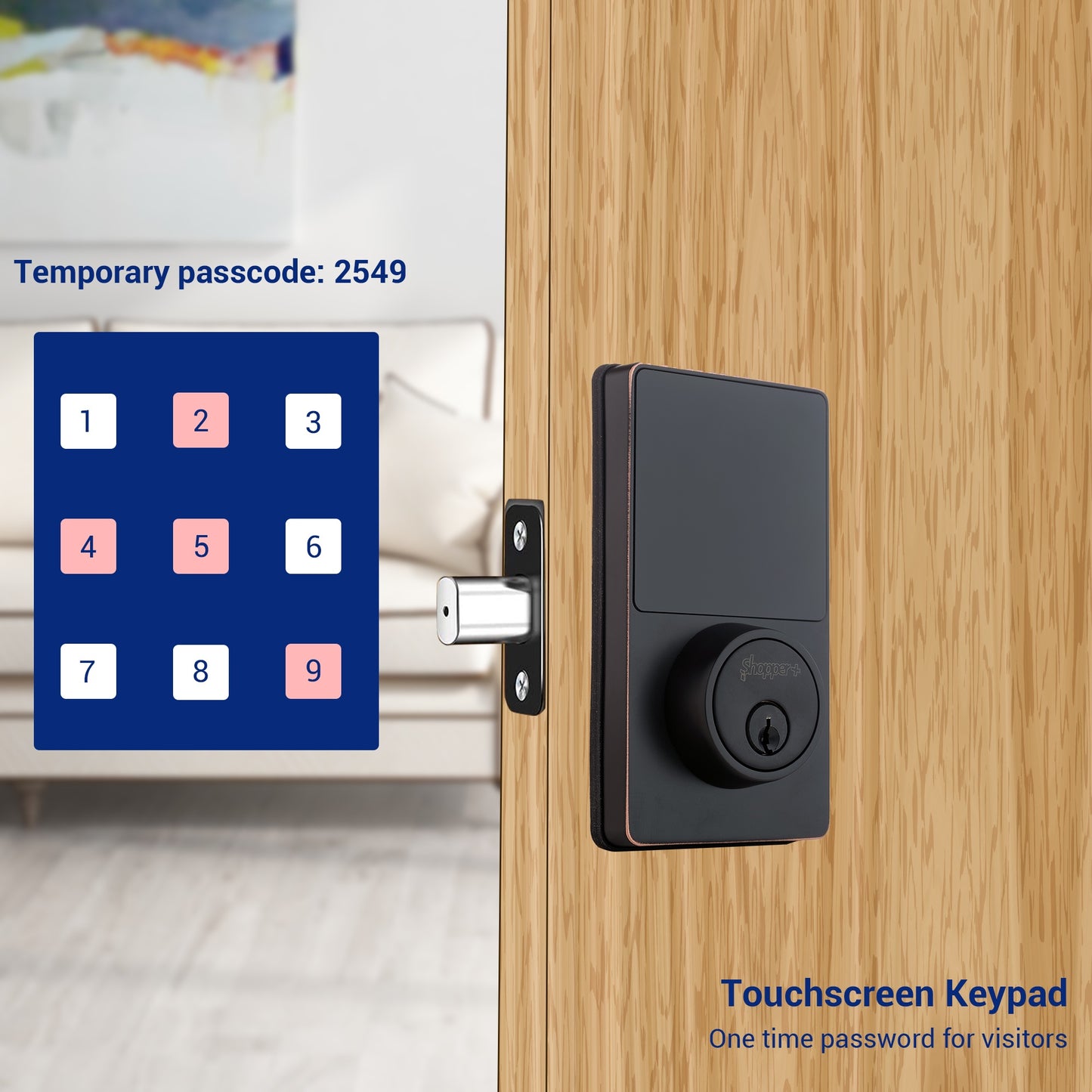 Smart Door Lock ,Wi-Fi, Keys, Touchscreen Keypad, Remote Control