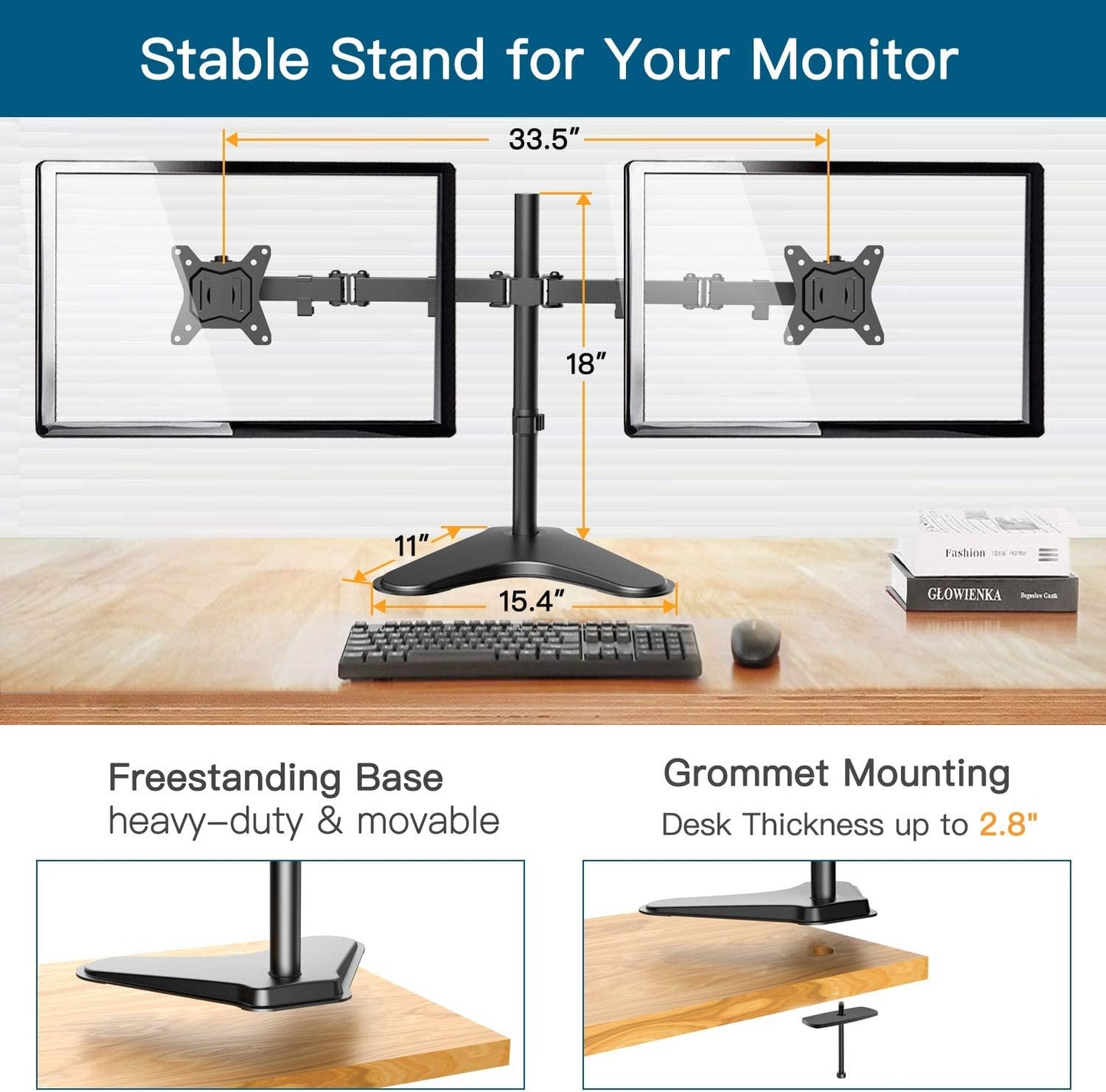 Dual Monitor Stand for 17" to 32" Monitors