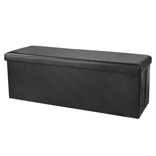 Folding Storage Ottoman Faux Leather, 45"