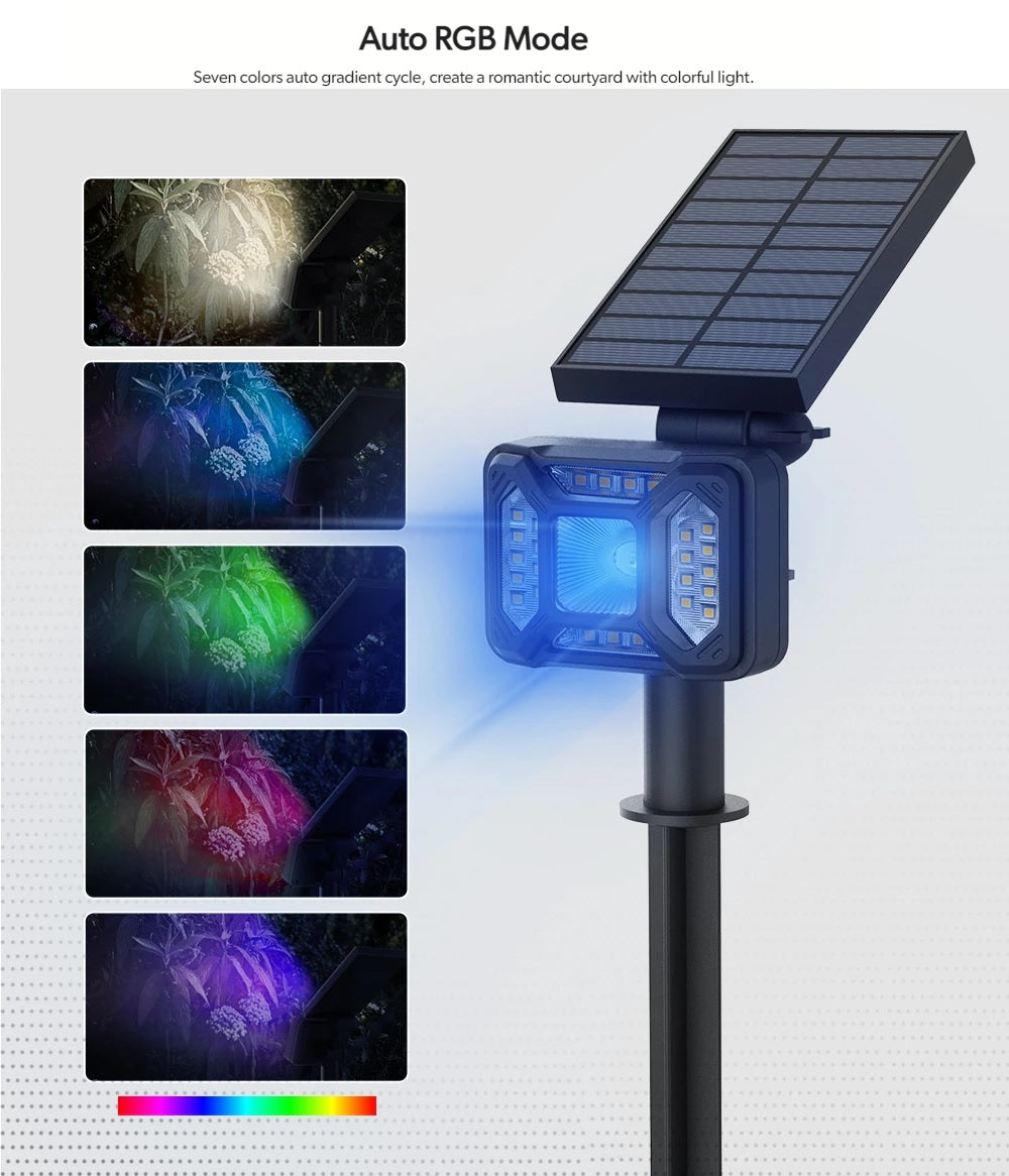 RGB+White Solar Lawn Light Landscape Lamp Waterproof Dual Mode