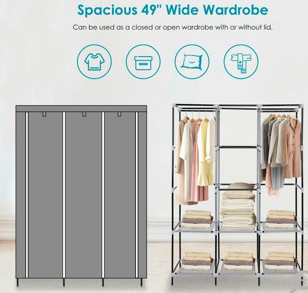 Non-Woven Fabric Closet Wardrobe, 125CM Length