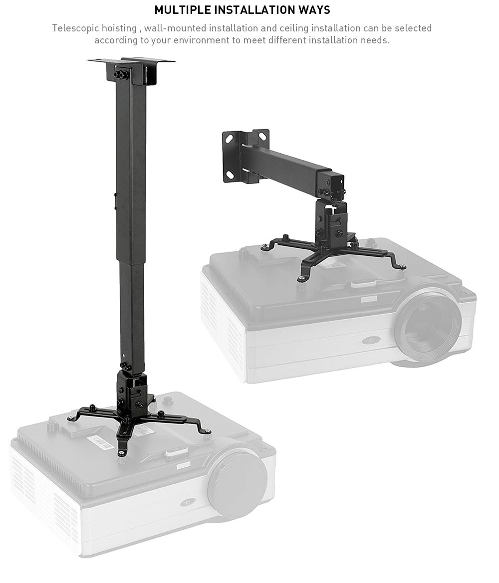 Universal Wall & Ceiling Projector Bracket, Supports up to 20kgs/44lbs