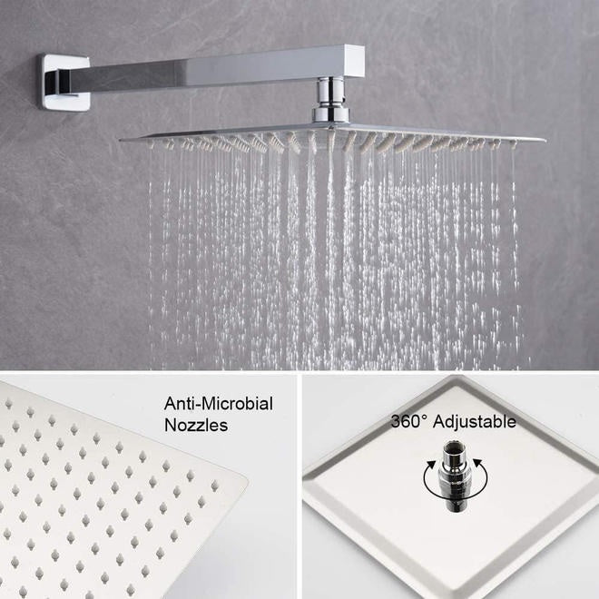 8 Inches Wall Mounted Bathroom Luxury Rain Mixer Shower Combo Set