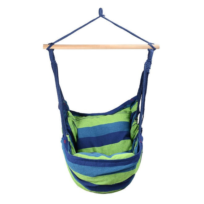 Hammock Chair Rope Swing Chair Blue 265Lbs Capacity 2-Seat Cushions Included