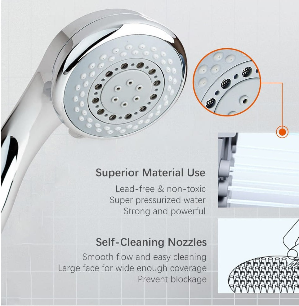 5 Function Handheld Shower Head Set with Multi-Directional Bracket High Pressure