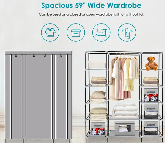 Non-Woven Fabric Closet Wardrobe, 150CM Length