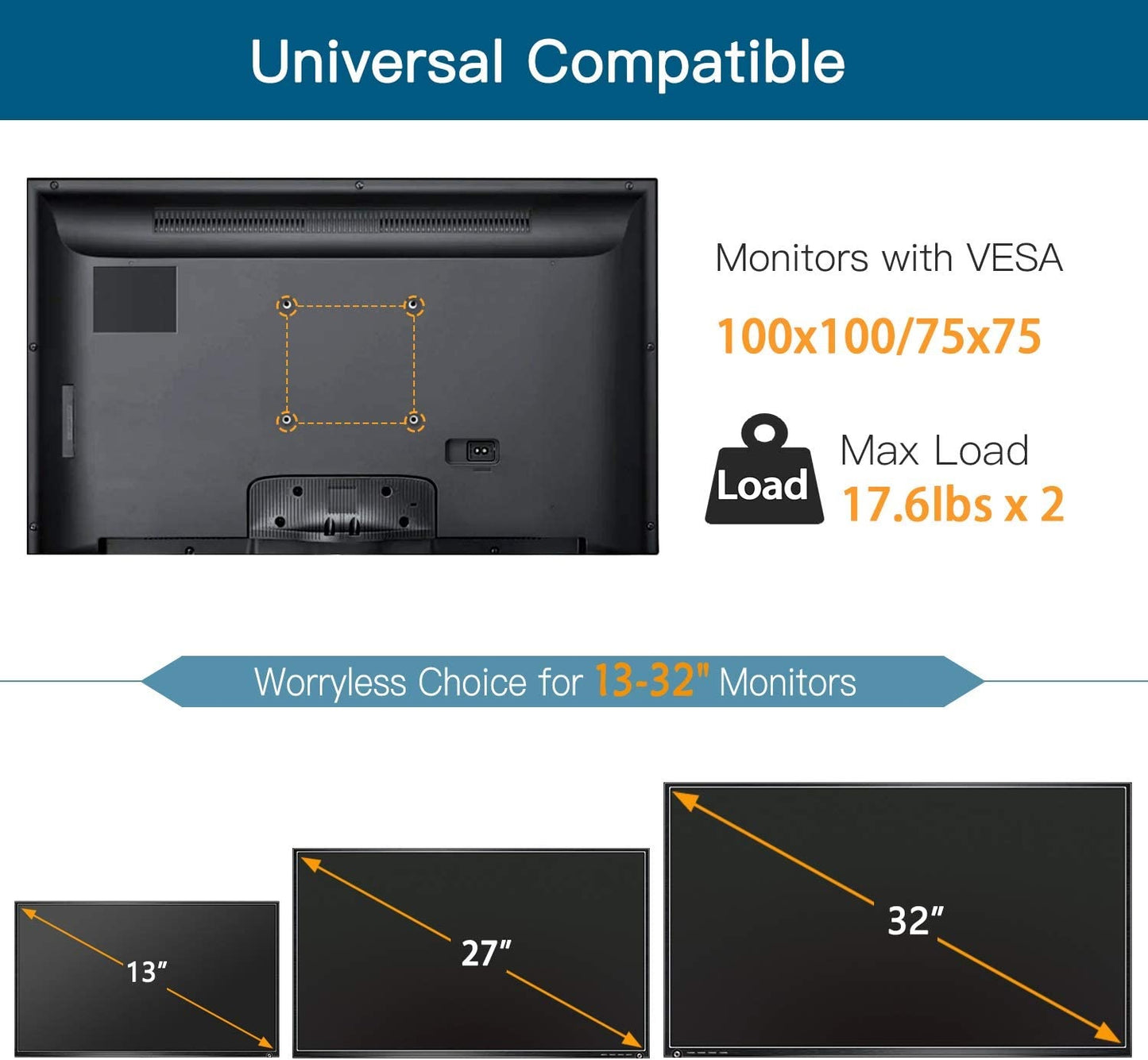 Dual Monitor Stand for 17" to 32" Monitors