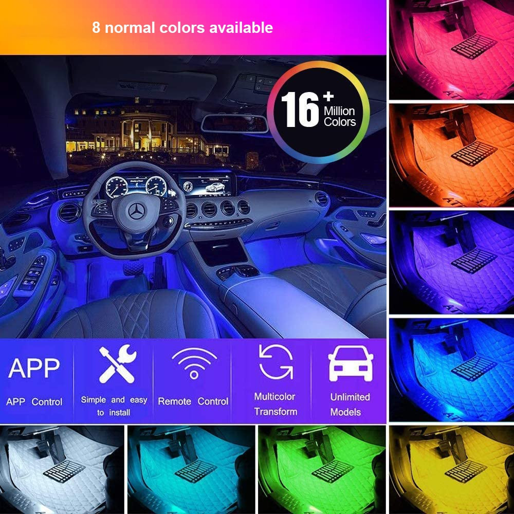 Car Interior RGB Strip Light With Remote Control And APP Control