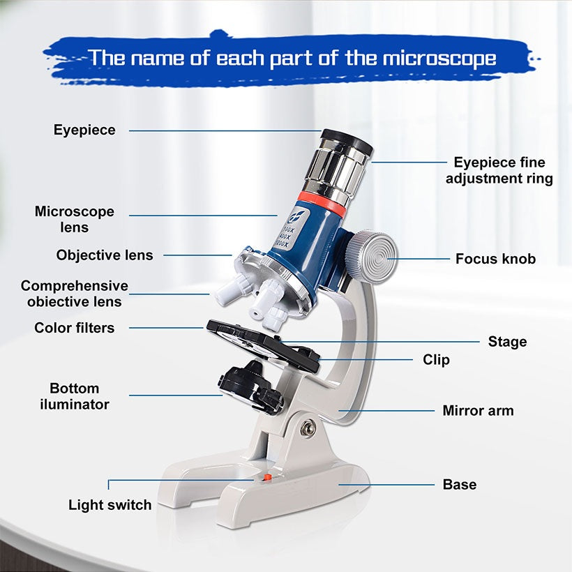 Portable Microscope Science Kit For Kids, Microscope 100x-1200x, LED Illumination