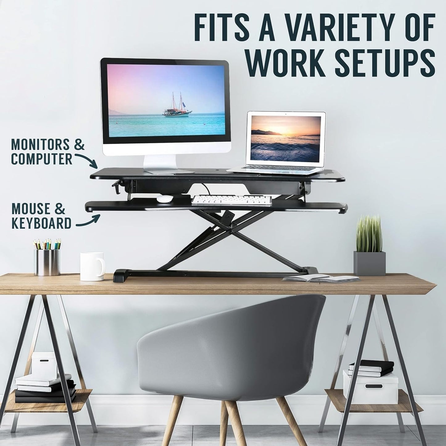 TechOrbits Standing Desk Converter, 37 Inch Wide