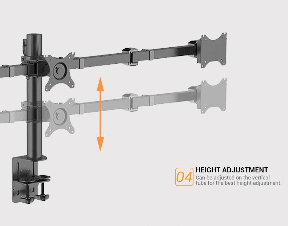 Triple Screen Monitor Mount For 10''-27'' (25'' In Width) Monitors