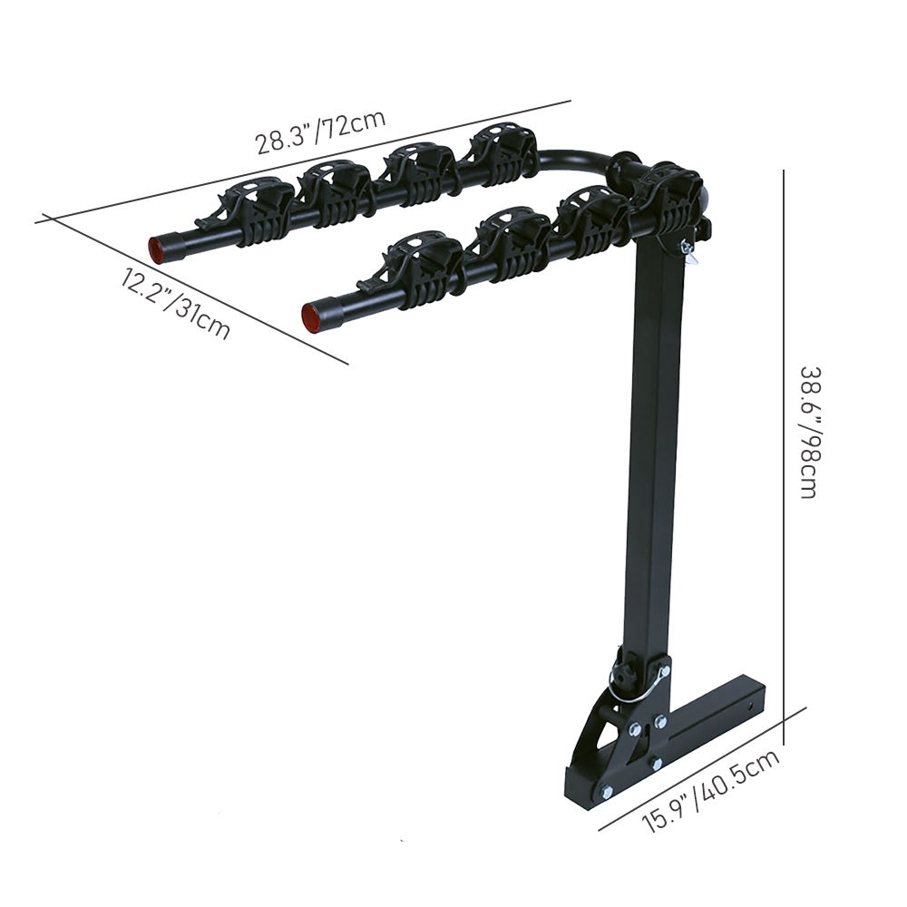 4-Bike Hitch Mount Bike Rack For Car, SUV, Truck, And Minivan, 2'' Hitch Receiver