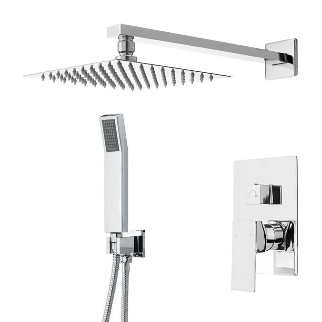 8 Inches Wall Mounted Bathroom Luxury Rain Mixer Shower Combo Set